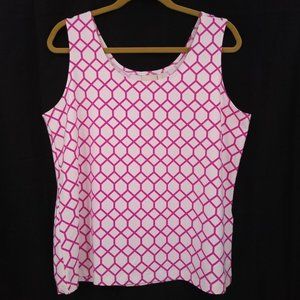 Chicos Size XL Tank Top Honeycomb Pink Scoop Neck